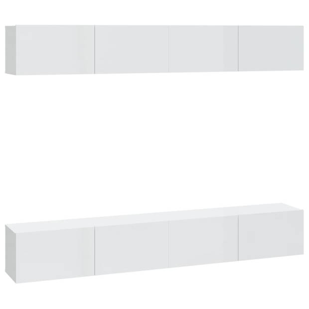 vidaXL Tv-wandmeubels 4 st 100x30x30 cm hoogglans wit