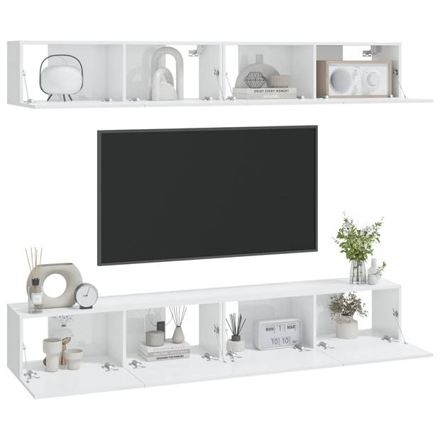 vidaXL Tv-wandmeubels 4 st 100x30x30 cm hoogglans wit