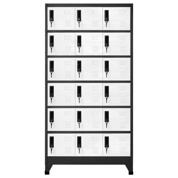 vidaXL Lockerkast 90x40x180 cm staal antracietkleurig en wit