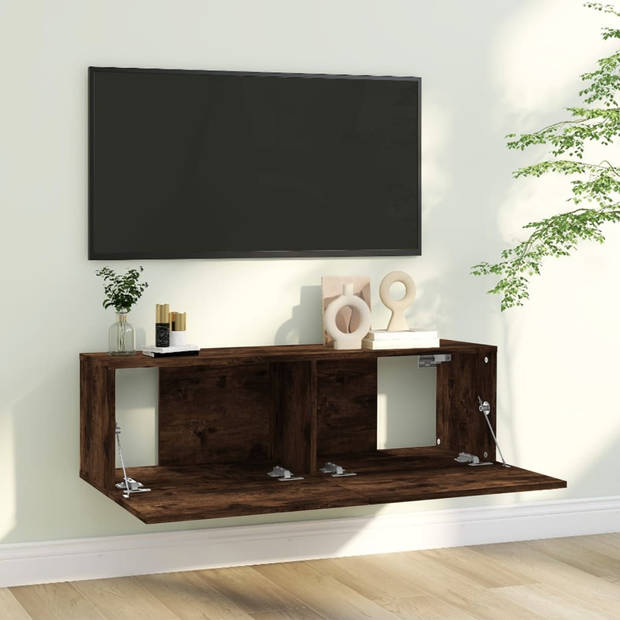 vidaXL Tv-wandmeubel 100x30x30 cm bewerkt hout gerookt eikenkleurig