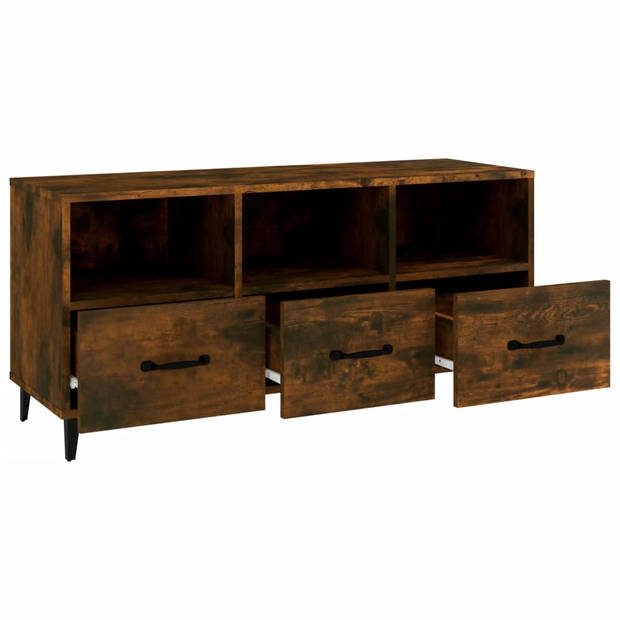 The Living Store Tv-meubel Gerookt Eiken - 102 x 35 x 50 cm - Bewerkt Hout en Ijzer