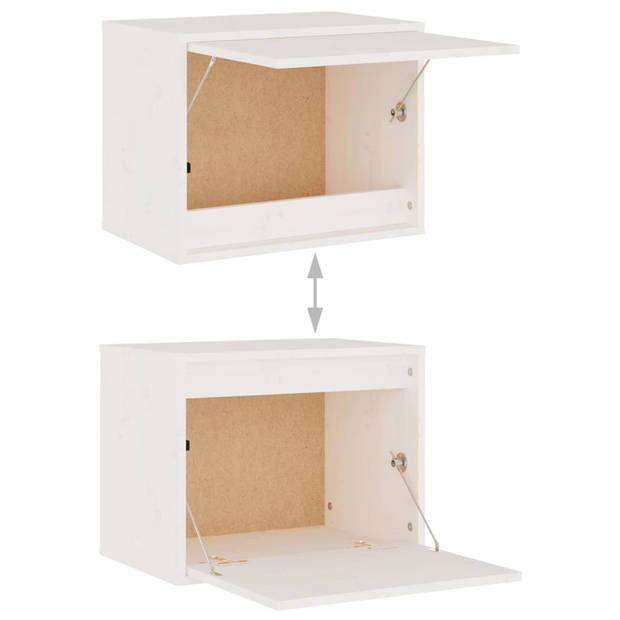 The Living Store Zwevende Kast - Wit - 45x30x35 cm - Massief Grenenhout