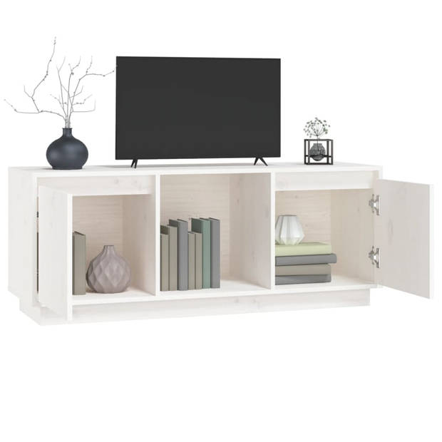 vidaXL Tv-meubel 110,5x35x44 cm massief grenenhout wit