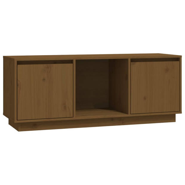 vidaXL Tv-meubel 110,5x35x44 cm massief grenenhout honingbruin