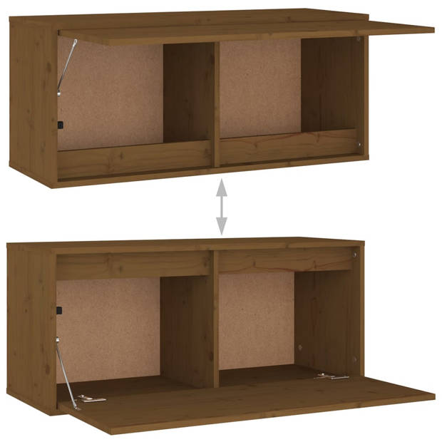 The Living Store Klassieke Televisiekasten Hangkasten Massief Grenenhout - 80x30x35 cm / 100x30x35 cm / 30x30x80 cm -