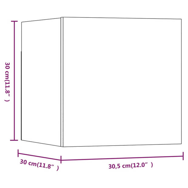 vidaXL Tv-wandmeubelen 8 st 30,5x30x30 cm grijs sonoma eikenkleurig
