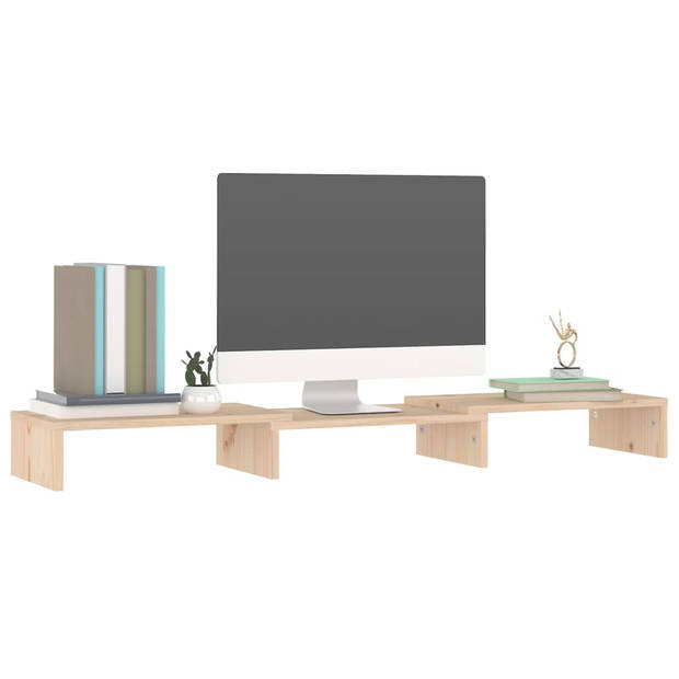 The Living Store Monitorstandaard 80x24x10-5 cm massief grenenhout - Kast