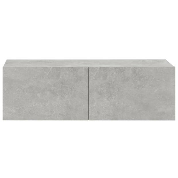 The Living Store TV-wandmeubel - Betongrijs - 100 x 30 x 30 cm - Bewerkt hout