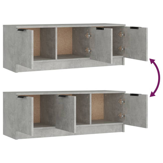 The Living Store TV-kast - Betongrijs - 102 x 35 x 36.5 cm - Stevig bewerkt hout