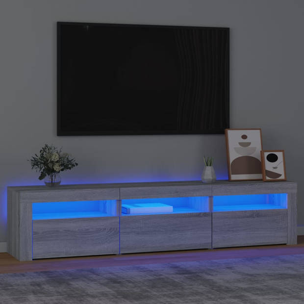 The Living Store Tv-meubel - LED-verlichting - Grijs sonoma eiken - 180 x 35 x 40 cm