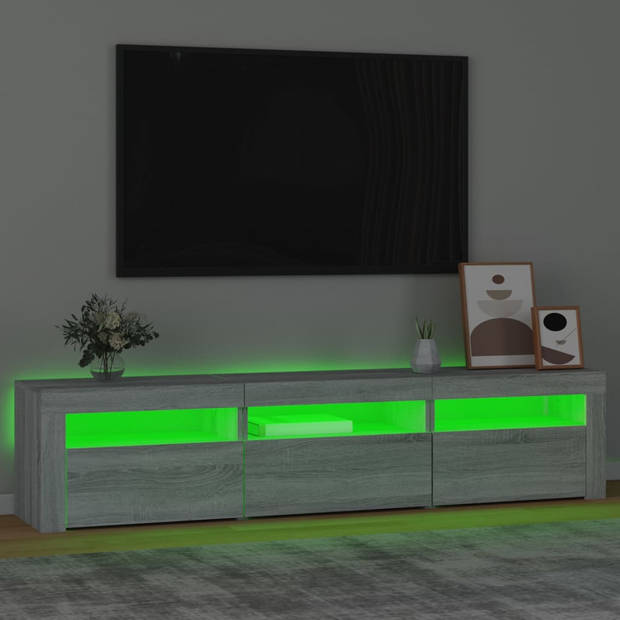 The Living Store Tv-meubel - LED-verlichting - Grijs sonoma eiken - 180 x 35 x 40 cm