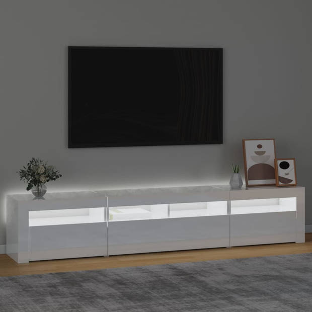 vidaXL Tv-meubel met LED-verlichting 210x35x40 cm hoogglans wit