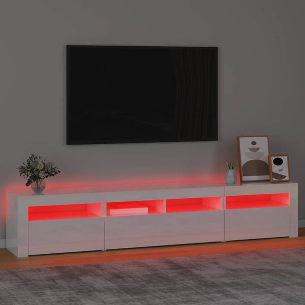 vidaXL Tv-meubel met LED-verlichting 210x35x40 cm hoogglans wit
