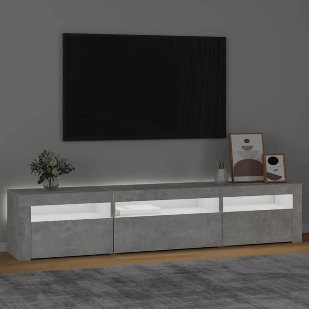 vidaXL Tv-meubel met LED-verlichting 195x35x40 cm betongrijs