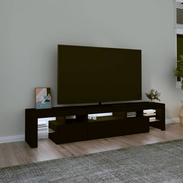 The Living Store Tv-meubel s Middelgroot - 200 x 36.5 x 40 cm - LED-verlichting (Zwart)