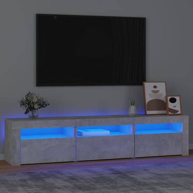 The Living Store TV-meubel Betongrijs - 180 x 35 x 40 cm - RGB LED-verlichting