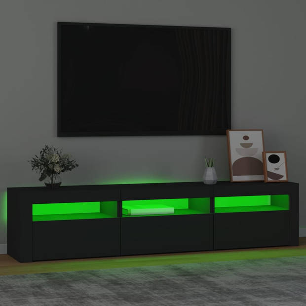 The Living Store TV-meubel V2 - zwart - 180x35x40 cm - RGB LED-verlichting