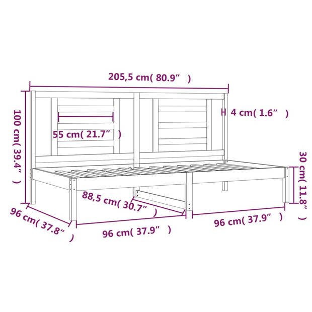 vidaXL Slaapbank 90x200 cm massief grenenhout zwart