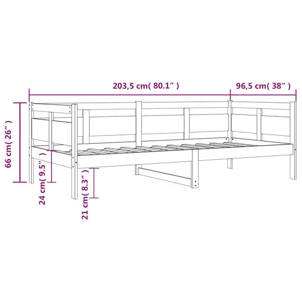 vidaXL Slaapbank massief grenenhout 90 x 200 cm