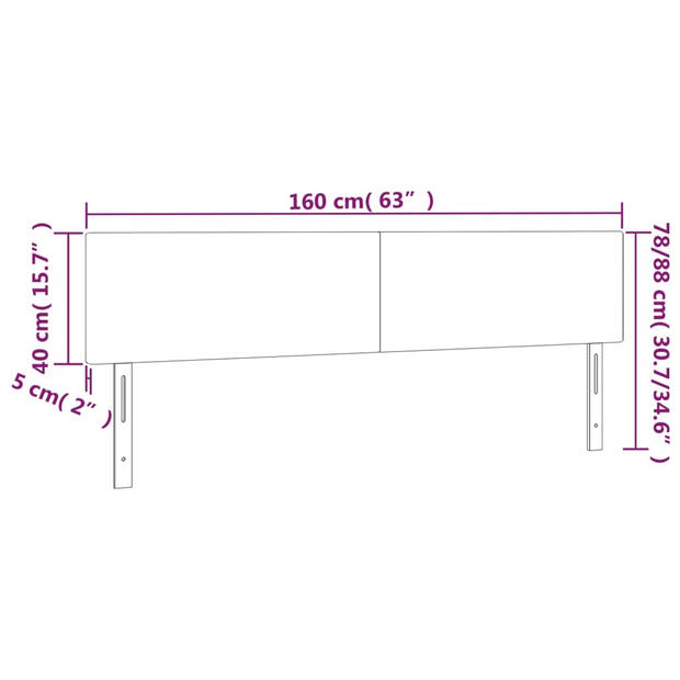 vidaXL Hoofdborden 2 st 80x5x78/88 cm stof cr??mekleurig