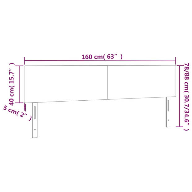 vidaXL Hoofdborden 2 st 80x5x78/88 cm kunstleer zwart