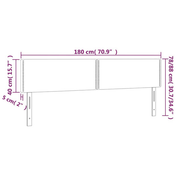 vidaXL Hoofdborden 2 st 90x5x78/88 cm stof zwart