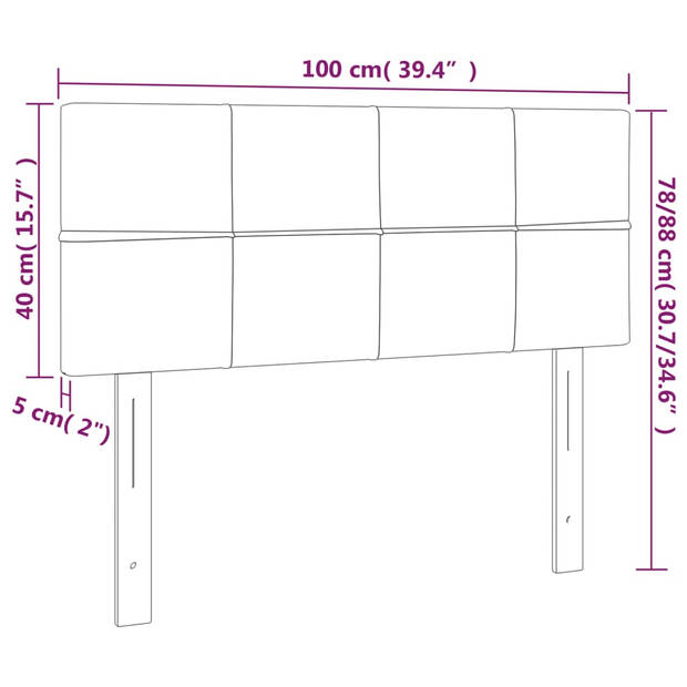 vidaXL Hoofdbord LED 100x5x78/88 cm fluweel donkergroen