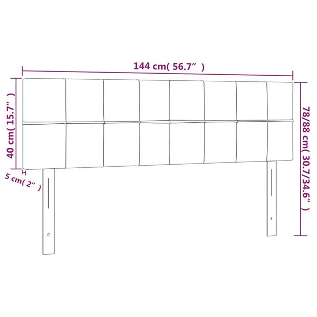 vidaXL Hoofdbord LED 144x5x78/88 cm fluweel donkergrijs