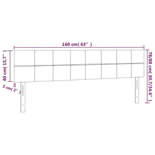 vidaXL Hoofdborden 2 st 80x5x78/88 cm stof zwart