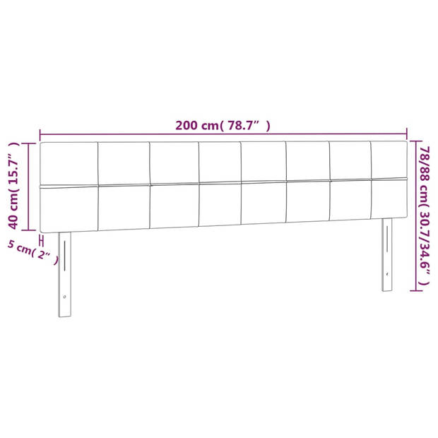 vidaXL Hoofdbord LED 200x5x78/88 cm stof taupe