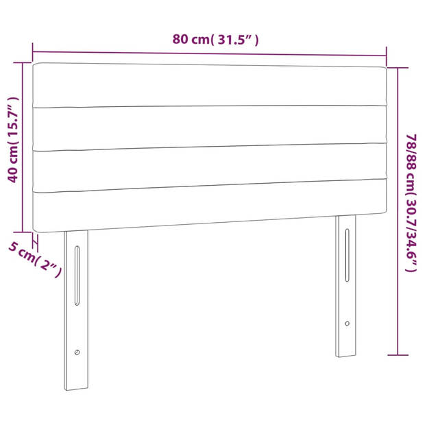 vidaXL Hoofdbord LED 80x5x78/88 cm fluweel donkergrijs