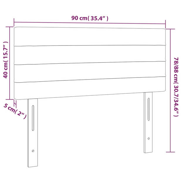 vidaXL Hoofdbord LED 90x5x78/88 cm fluweel zwart