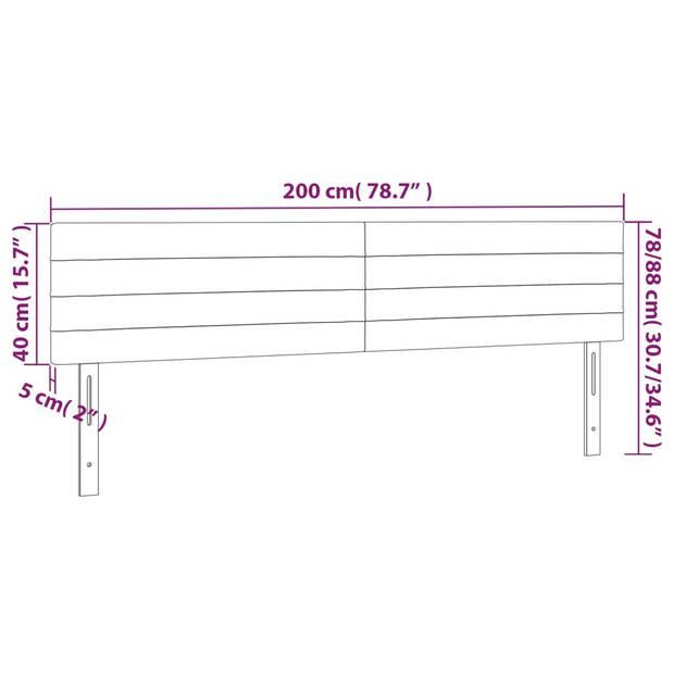 vidaXL Hoofdborden 2 st 100x5x78/88 cm fluweel donkergrijs