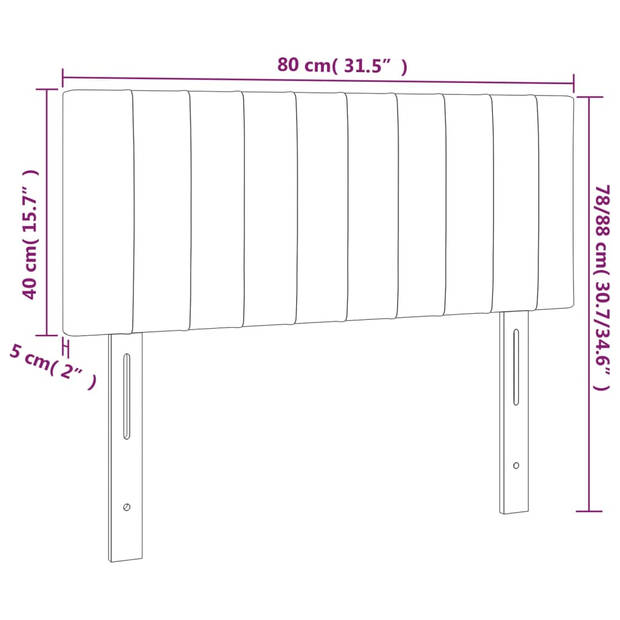 vidaXL Hoofdbord LED 80x5x78/88 cm fluweel donkerblauw