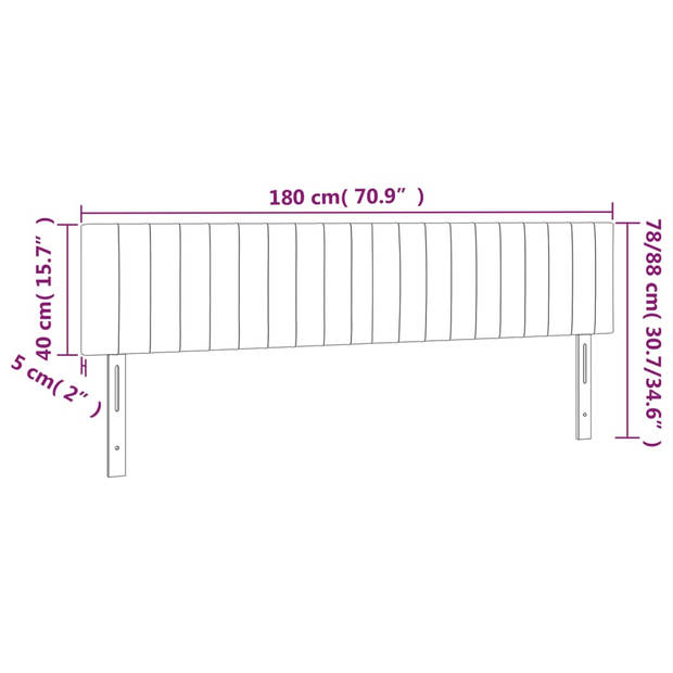 vidaXL Hoofdborden 2 st 90x5x78/88 cm stof zwart