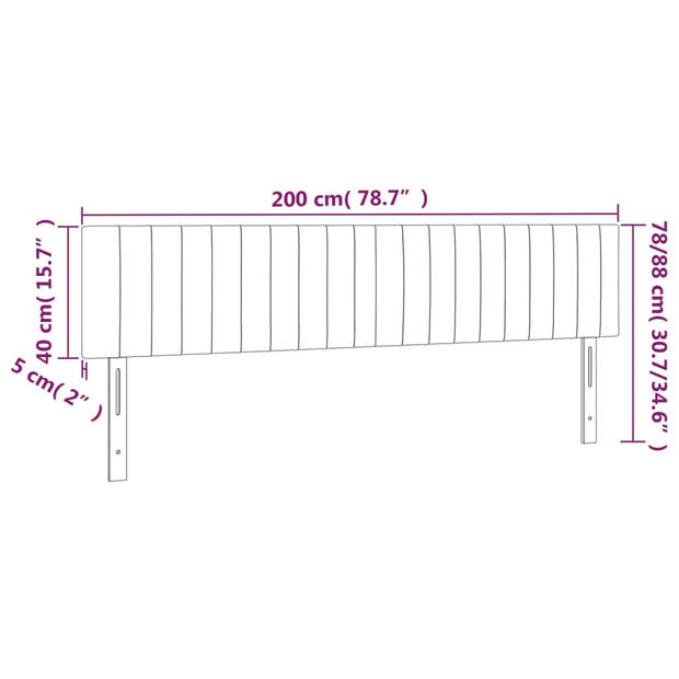 vidaXL Hoofdborden 2 st 100 x 5 x 78/88 cm stof lichtgrijs