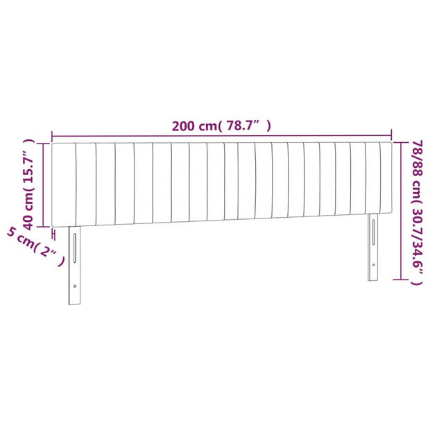 vidaXL Hoofdbord LED 200x5x78/88 cm fluweel donkergrijs