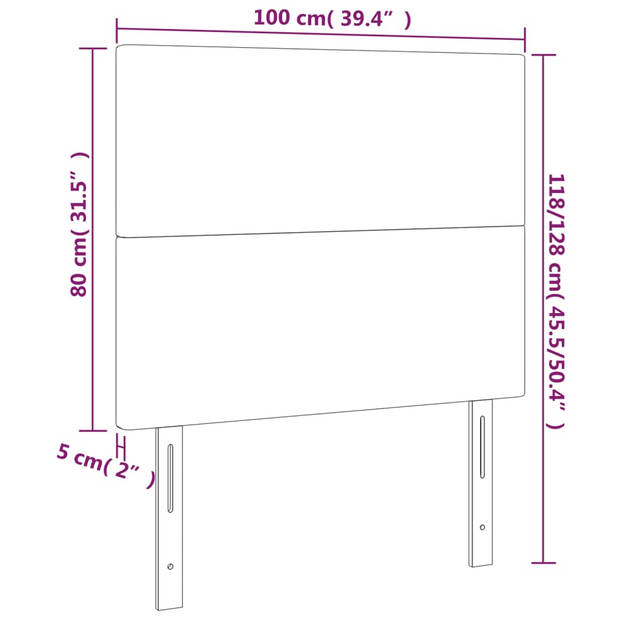 vidaXL Hoofdborden 2 st 100x5x78/88 cm stof donkerbruin