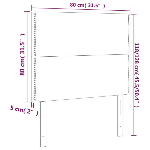 vidaXL Hoofdbord LED 80x5x118/128 cm stof donkergrijs