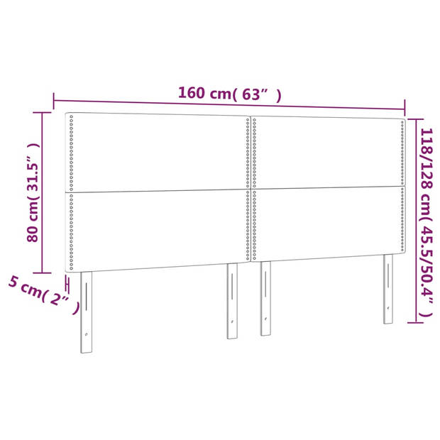 vidaXL Hoofdbord LED 160x5x118/128 cm fluweel donkergrijs