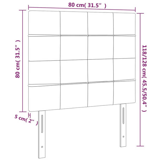 vidaXL Hoofdbord LED 80x5x118/128 cm stof taupe