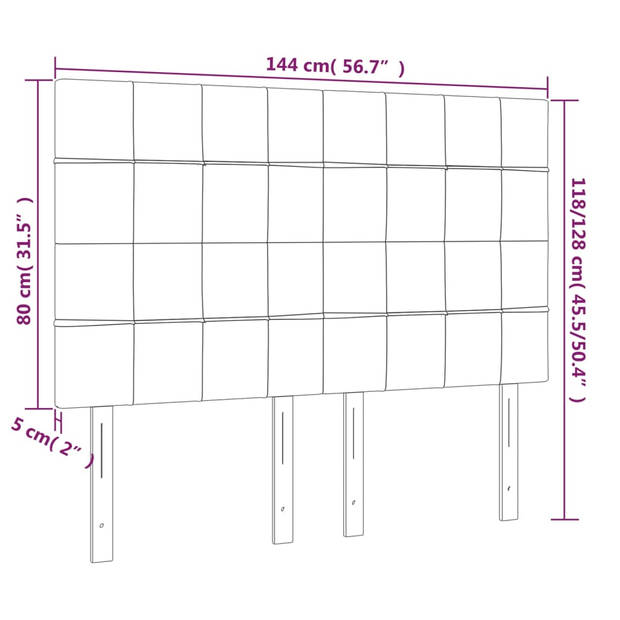 vidaXL Hoofdborden 4 st 72x5x78/88 cm fluweel lichtgrijs