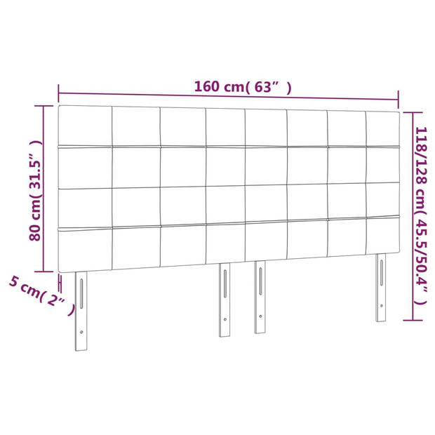 vidaXL Hoofdbord LED 160x5x118/128 cm fluweel donkergroen