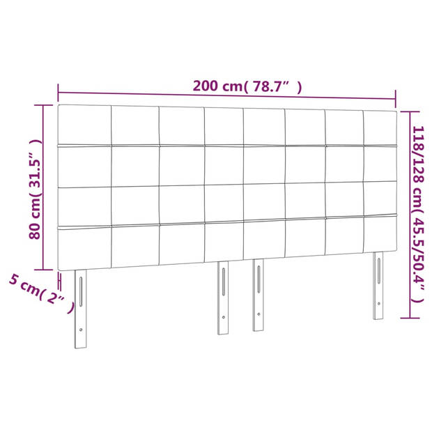 vidaXL Hoofdbord LED 200x5x118/128 cm stof zwart