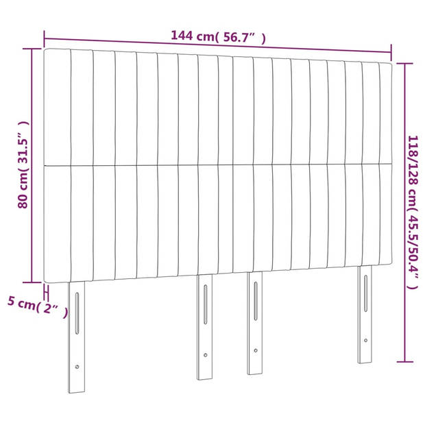 vidaXL Hoofdborden 4 st 72x5x78/88 cm stof donkerbruin