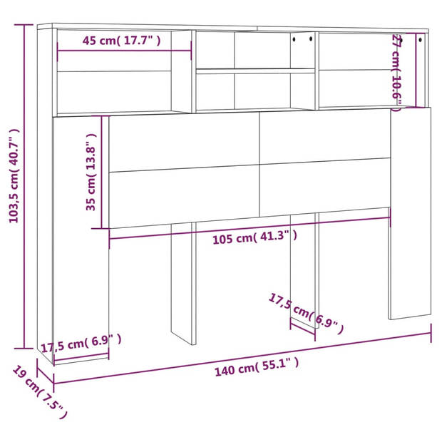 vidaXL Hoofdbordkast 140x19x103,5 cm bruineikenkleurig