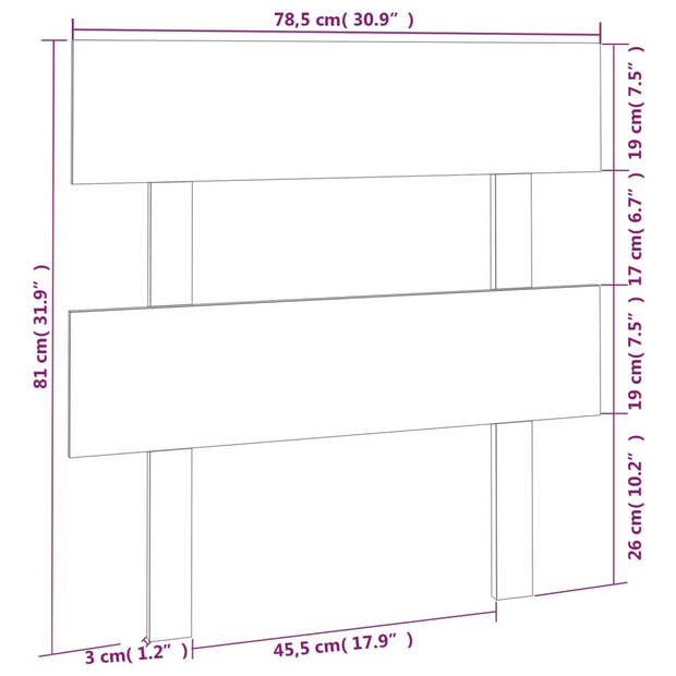 vidaXL Hoofdbord 78,5x3x81 cm massief grenenhout honingbruin