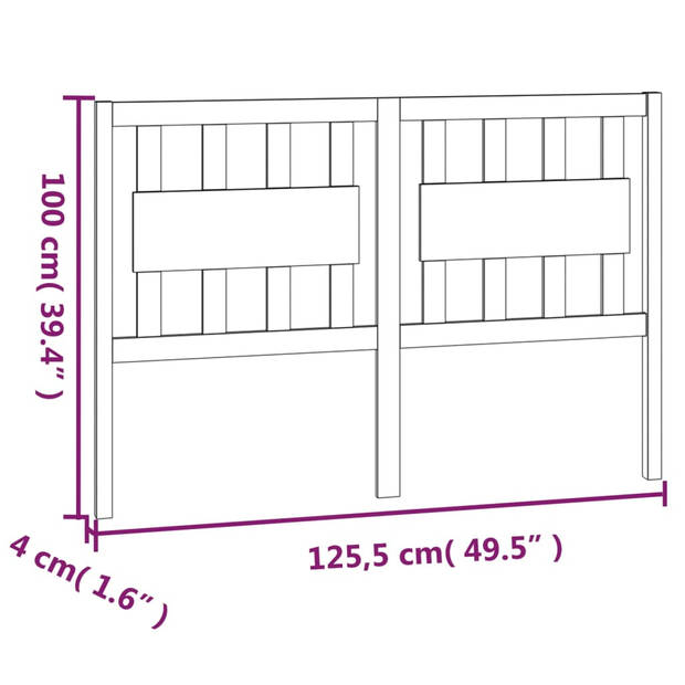 vidaXL Hoofdbord 125,5x4x100 cm massief grenenhout wit