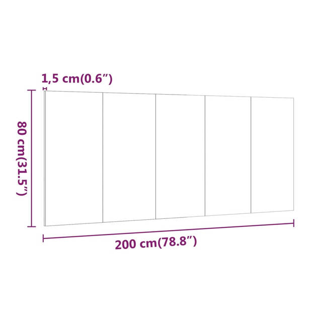 vidaXL Hoofdbord 200x1,5x80 cm bewerkt hout zwart