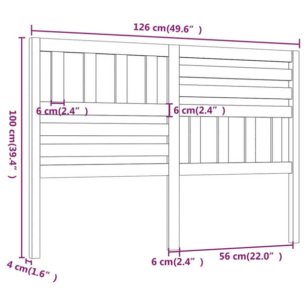 vidaXL Hoofdbord 126x4x100 cm massief grenenhout wit